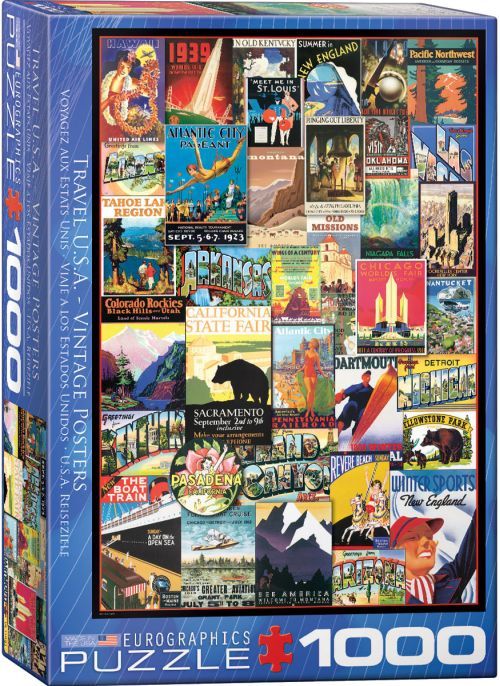 EUROGRAPHICS Travel Usa Vintage Posters 1000 Piece Puzzle - 