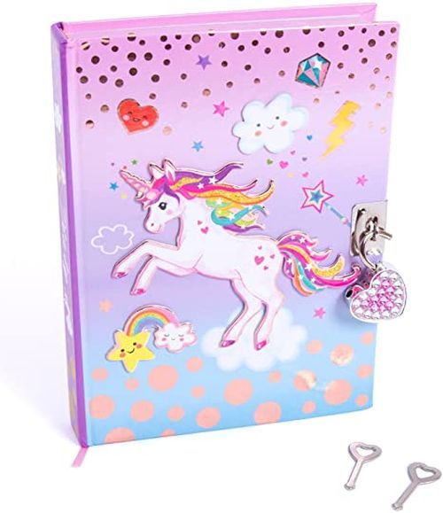 HOT FOCUS Diary With Lock And Keys Unicorn - .