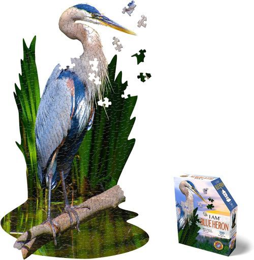 MADD CAPP I Am Blue Heron Bird Shaped 300 Piece Puzzle - 
