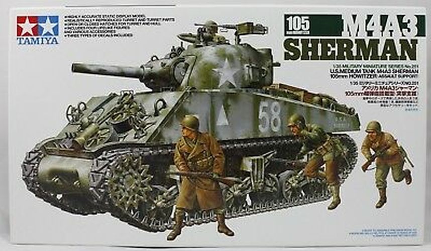 TAMIYA MODEL M4a3 Sherman Tank Model Kit - 