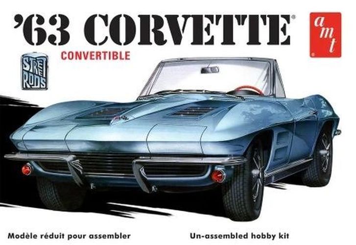 AMT 1963 Corvette Convertible Street Rod 1/25 Scale Plastic Model - .