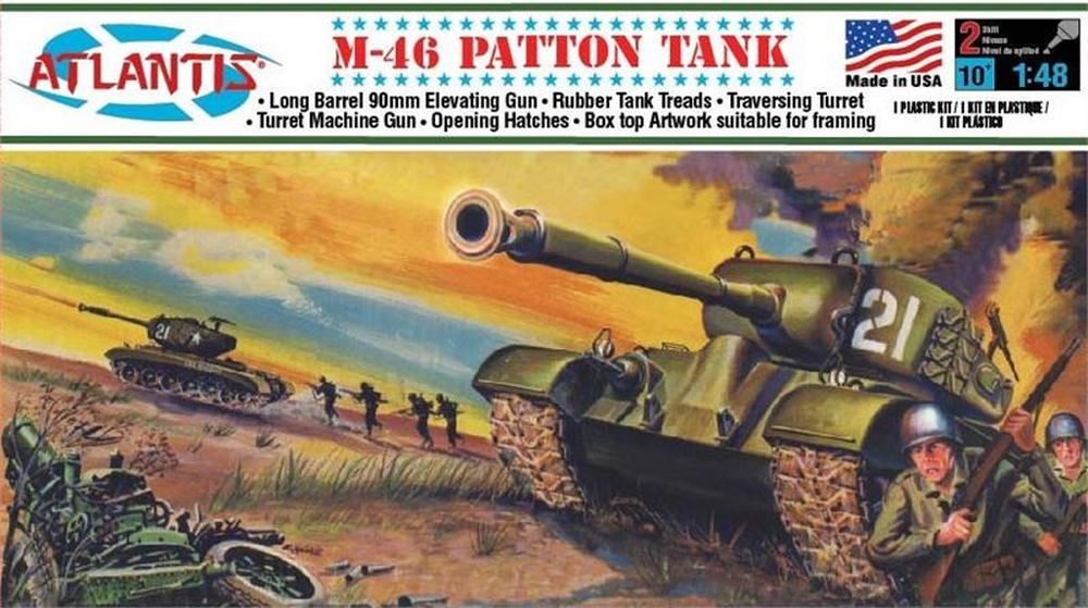 ATLANTIS MODEL M-46 Patton Tank Ww2 Plastic Model Kit - 