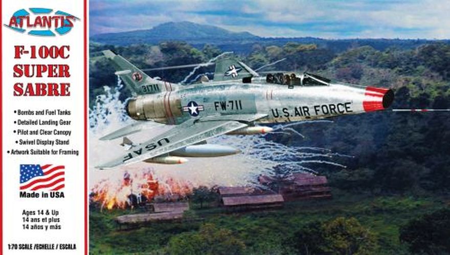 ATLANTIS MODEL F-100c Super Sabre 1/70 Scal Plastic Model Kit