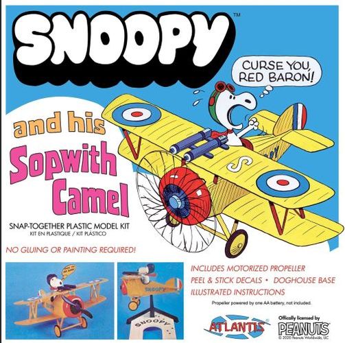 ATLANTIS MODEL Snoppy And His Sopwith Camel Plane Plastic Model Kit - 