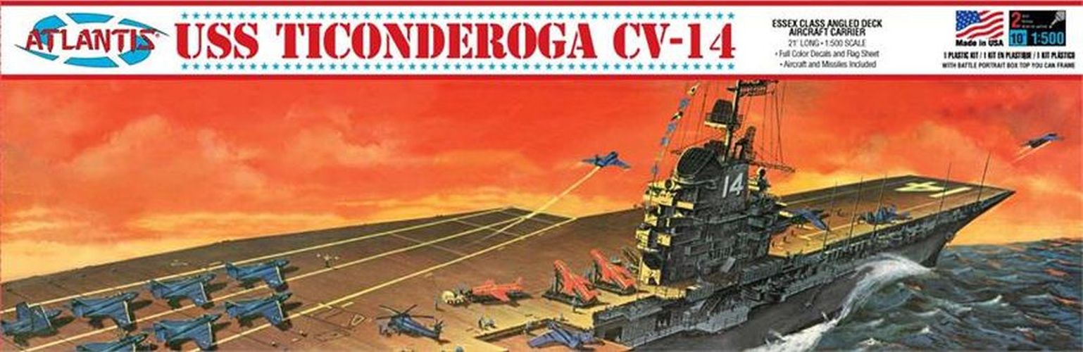 ATLANTIS MODEL Uss Ticonderoga Carrier Cv14 Essex Class Angled Deck Model Kit - 