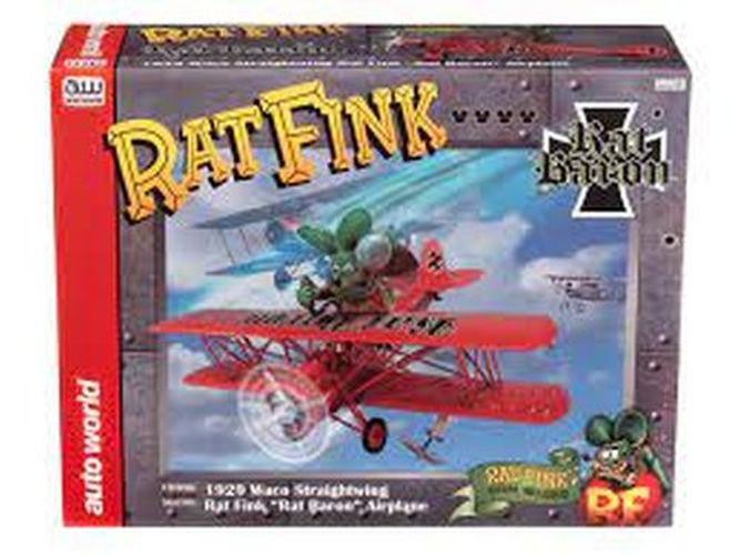 AUTO WORLD Waco Straight Wing Rat Fink 1:18 Scale Die Cast Car - DIE CAST