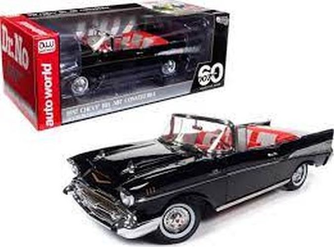 AUTO WORLD 1957 Chevy Bel Air Convertible Dr. No 007 James Bond 1/18 Scale Die Cast Cr - DIE CAST