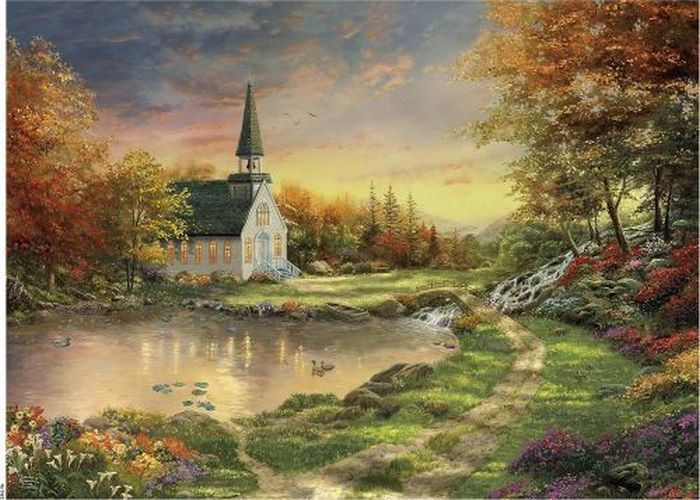CEACO COMPANY Chapel Of Reflection Kinkade 1000 Piece Puzzle - PUZZLES
