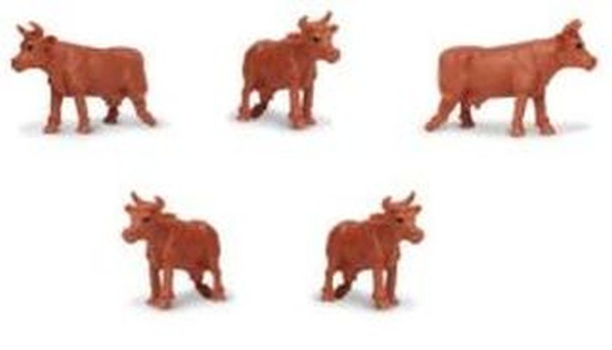 DENTT 5 Pc Brown Cow Ho Scale Animal - TRAIN