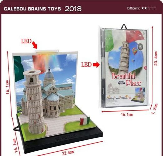 DENTT Leaning Tower Building 3d Diorama Kit With Led Light - PUZZLES