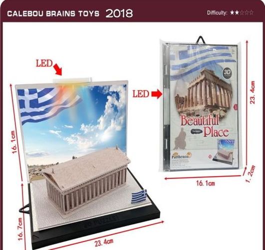 DENTT Greece Parthenon Building 3d Diorama Kit With Led Light