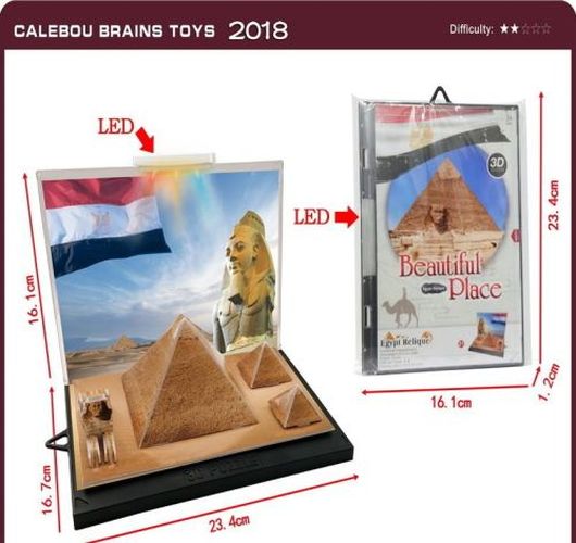 DENTT Egyptian Pyramid Building 3d Diorama Kit With Led Light - PUZZLES