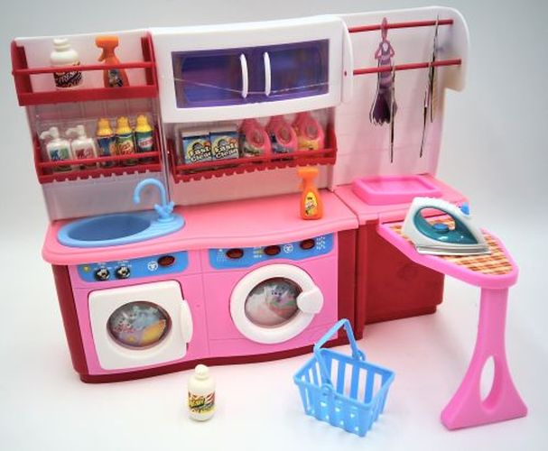 GIRL FUN TOYS Pink Deluxe Laundry Room Barbie Size Furniture - 
