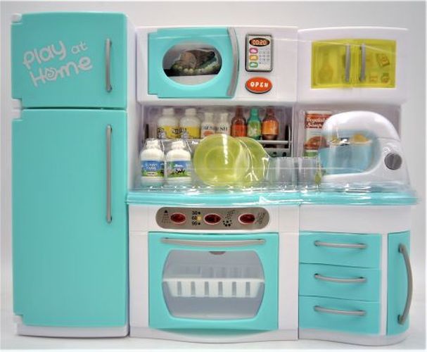 GIRL FUN TOYS Turquios Deluxe Modern Kitchen With Refrigerator Barbie Size Furniture Set