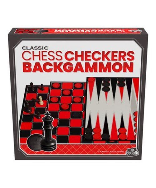 GOLIATH GAMES Classic Chess Checkers Backgammon Game - 