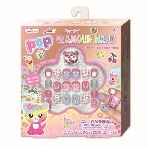 HOT FOCUS Leopard Pop Scented Glamour Nails - 