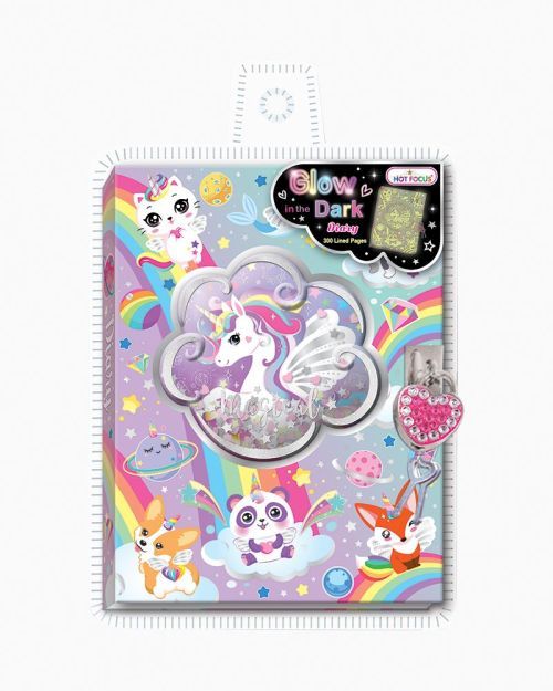 HOT FOCUS Unicorn Glow In The Dark Diary - 