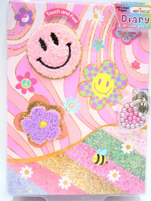 HOT FOCUS Groovy Flower Diary With Lock And Keys - 