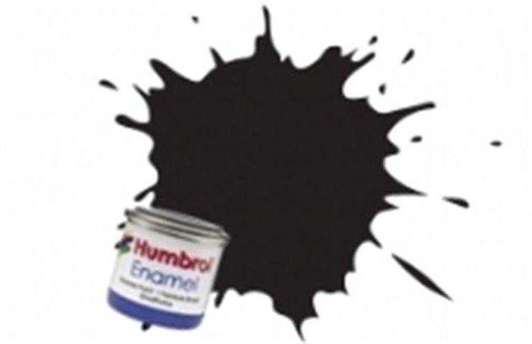 HUMBROL PAINT Black Gloss Enamel Plastic Model Paint - 