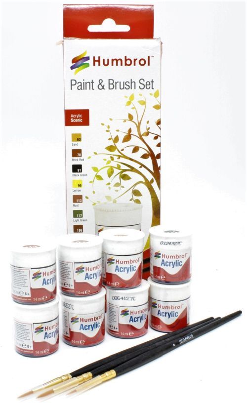 HUMBROL PAINT Scenic Colors Acrylic Paint And Brush Set - .