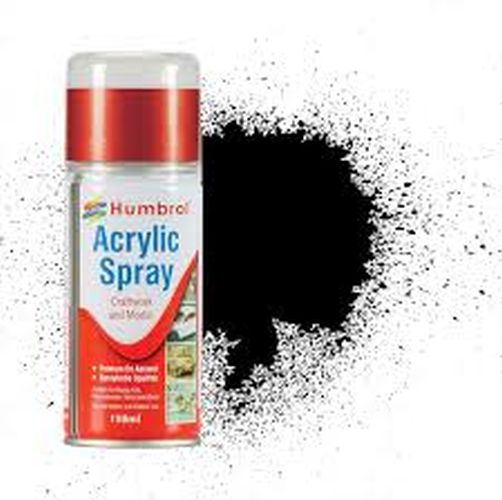 HUMBROL PAINT Black Gloss Acylic Hobby Spray Paint 150 Ml - PAINT/ACCESSORY