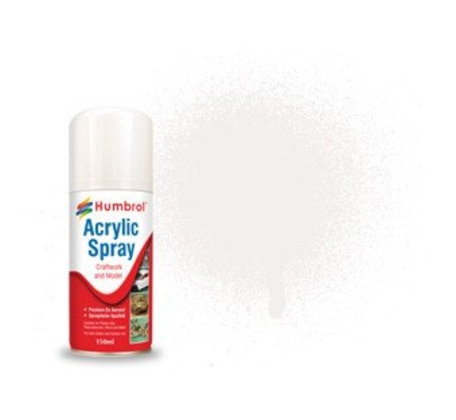 HUMBROL PAINT White Gloss Acylic Hobby Spray Paint 150 Ml - 