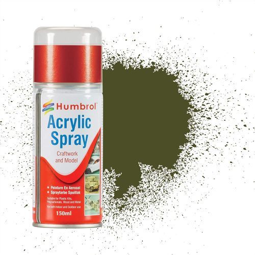 HUMBROL PAINT Olive Drab Matt Acylic Hobby Spray Paint 150 Ml - 