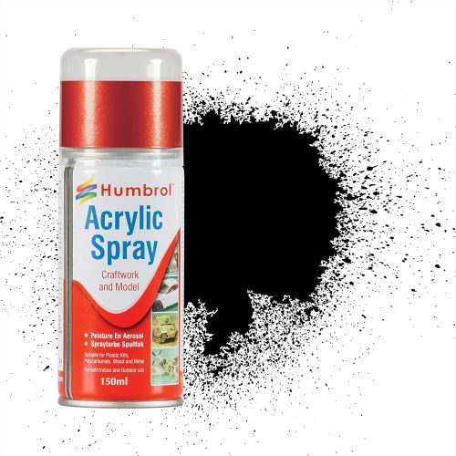 HUMBROL PAINT Metallic Black Acylic Spray Paint 150 Ml - 