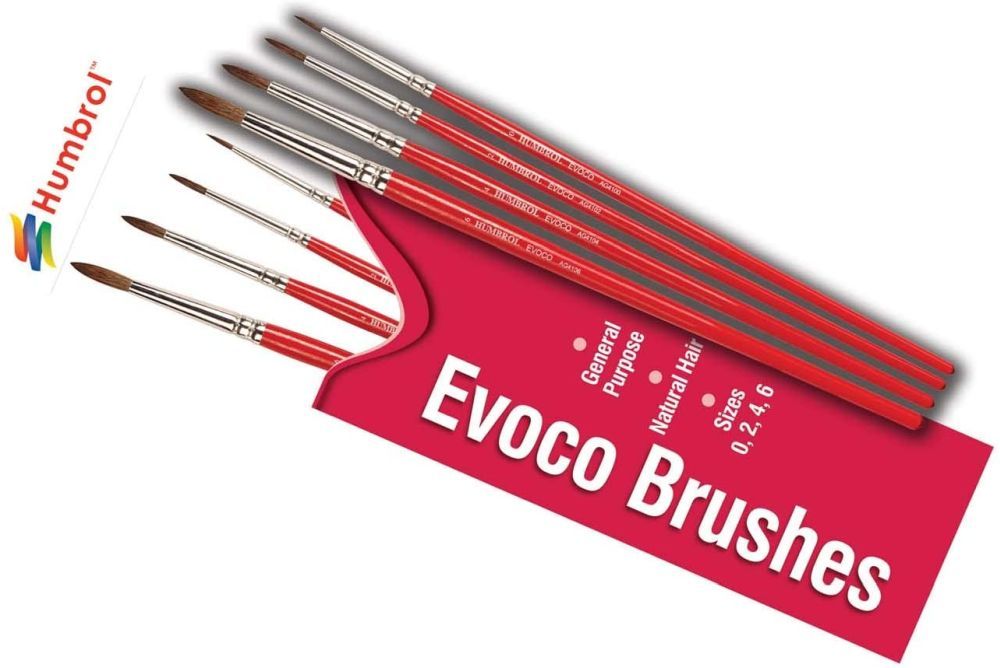 HUMBROL PAINT Evoco Paint Brush Set 0, 2, 4, 6 Size - PAINT/ACCESSORY