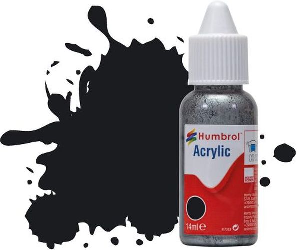 HUMBROL PAINT Black Gloss 14ml Acrylic Paint In Dropper Bottle - .