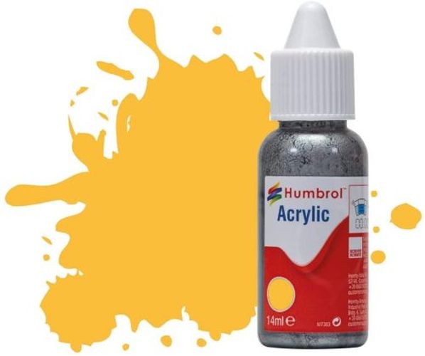 HUMBROL PAINT Trainer Yellow Matt 14ml Acrylic Paint In Dropper Bottle - PAINT/ACCESSORY