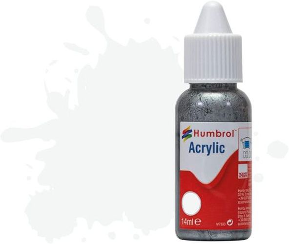 HUMBROL PAINT White Matt 14ml Acrylic Paint In Dropper Bottle - .
