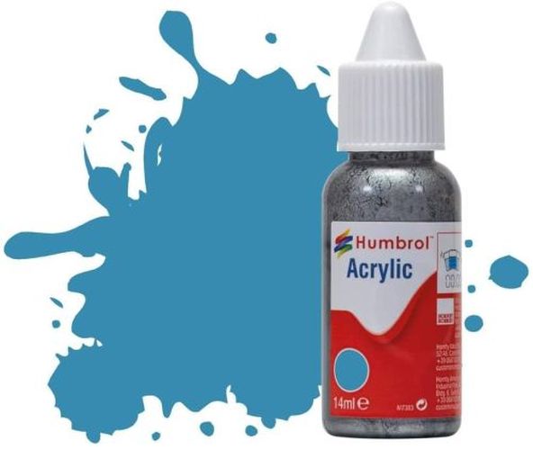 HUMBROL PAINT Mediterranean Blue Gloss 14ml Acrylic Paint In Dropper Bottle - PAINT/ACCESSORY