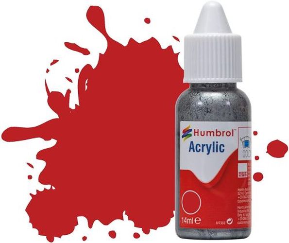 HUMBROL PAINT Scarlet Matt 14ml Acrylic Paint In Dropper Bottle - .