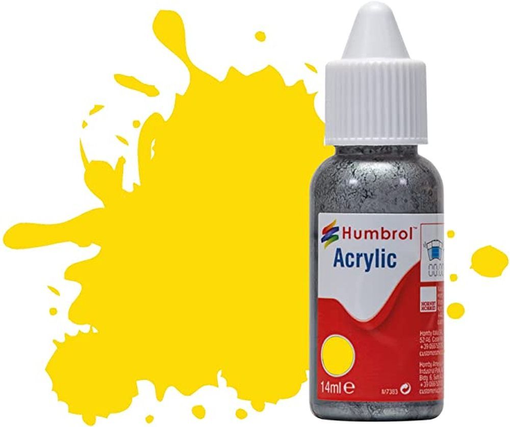HUMBROL PAINT Yellow Gloss 14ml Acrylic Paint In Dropper Bottle - .
