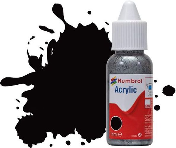 HUMBROL PAINT Black Satin 14ml Acrylic Paint In Dropper Bottle - .