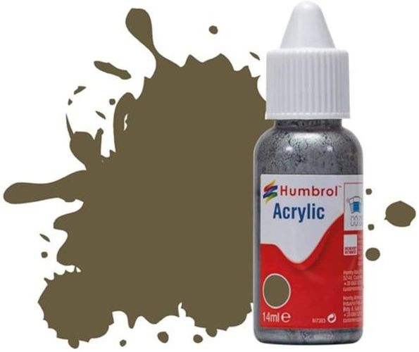 HUMBROL PAINT Olive Green Matt 14ml Acrylic Paint In Dropper Bottle - .