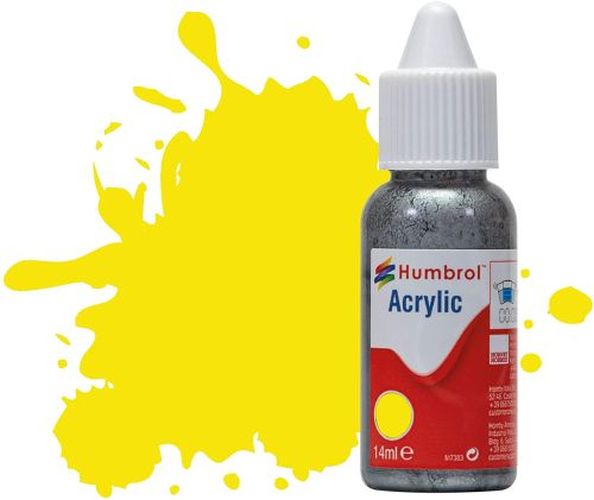 HUMBROL PAINT Lemon Matt 14ml Acrylic Paint In Dropper Bottle - .