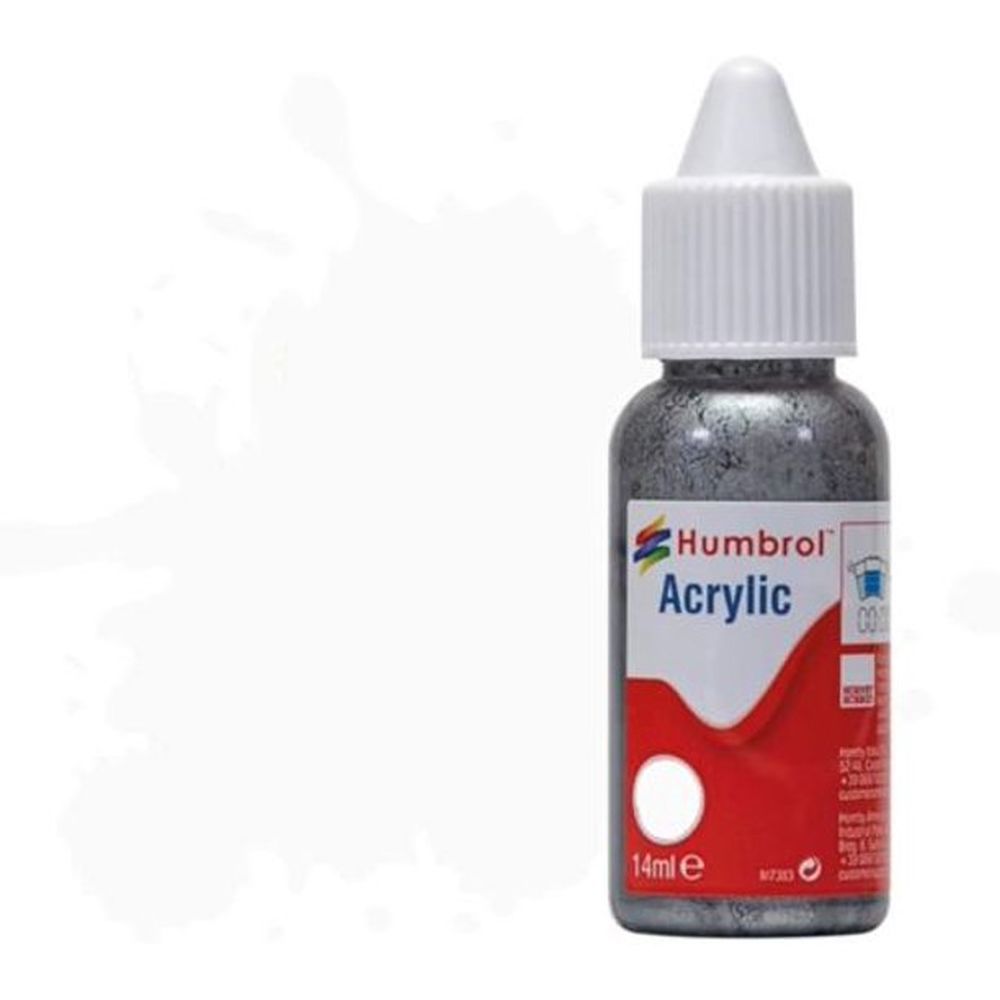 HUMBROL PAINT White Satin 14ml Acrylic Paint In Dropper Bottle - .