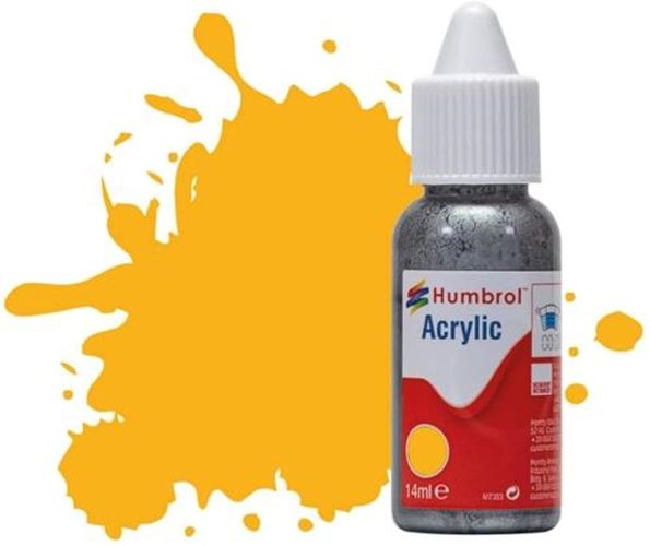 HUMBROL PAINT Insignia Yellow Matt 14ml Acrylic Paint In Dropper Bottle - .