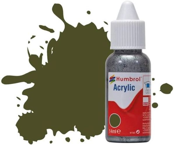 HUMBROL PAINT Matt Olive Drab Matt 14ml Acrylic Paint In Dropper Bottle - .