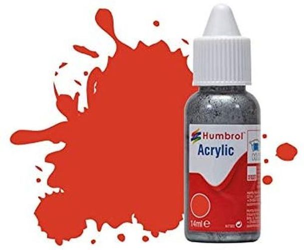 HUMBROL PAINT Signal Red Satin 14ml Acrylic Paint In Dropper Bottle - .