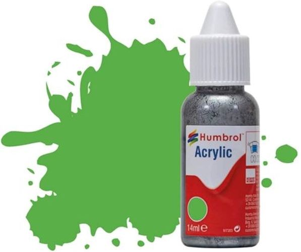 HUMBROL PAINT Fluorescent Signal Green Gloss 14ml Acrylic Paint In Dropper Bottle - .
