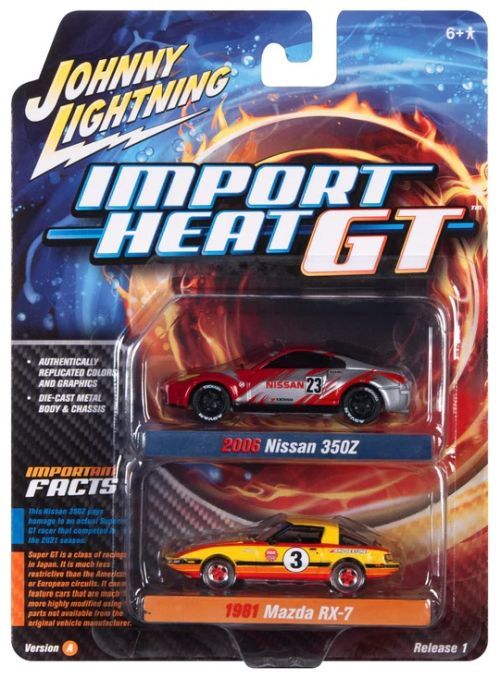 JOHNNY LIGHTNING Import Heat/gt Themed 2 Pack Car Set - COLLECTABLES