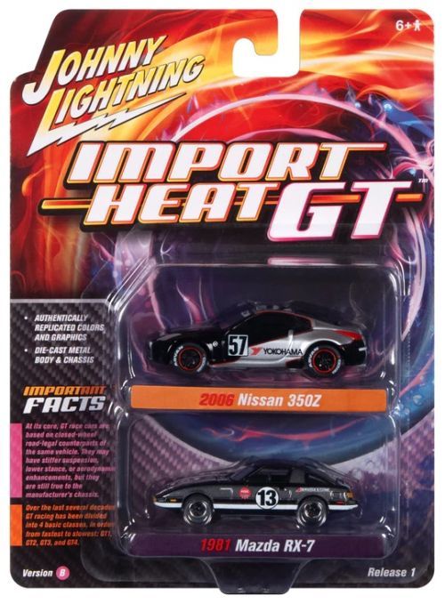 JOHNNY LIGHTNING Import Heat/gt Ver B Themed 2 Pack Car Set - 
