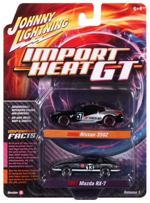 JOHNNY LIGHTNING Import Heat/gt Ver B Themed 2 Pack Car Set - COLLECTABLES