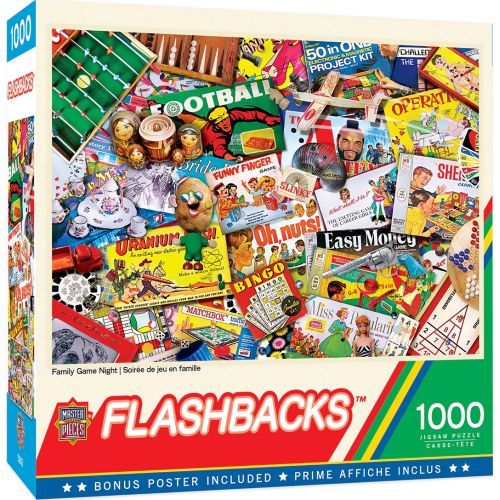 MASTER PIECE PUZZLE Family Game Night Flashbacks 1000 Piece Puzzle - .