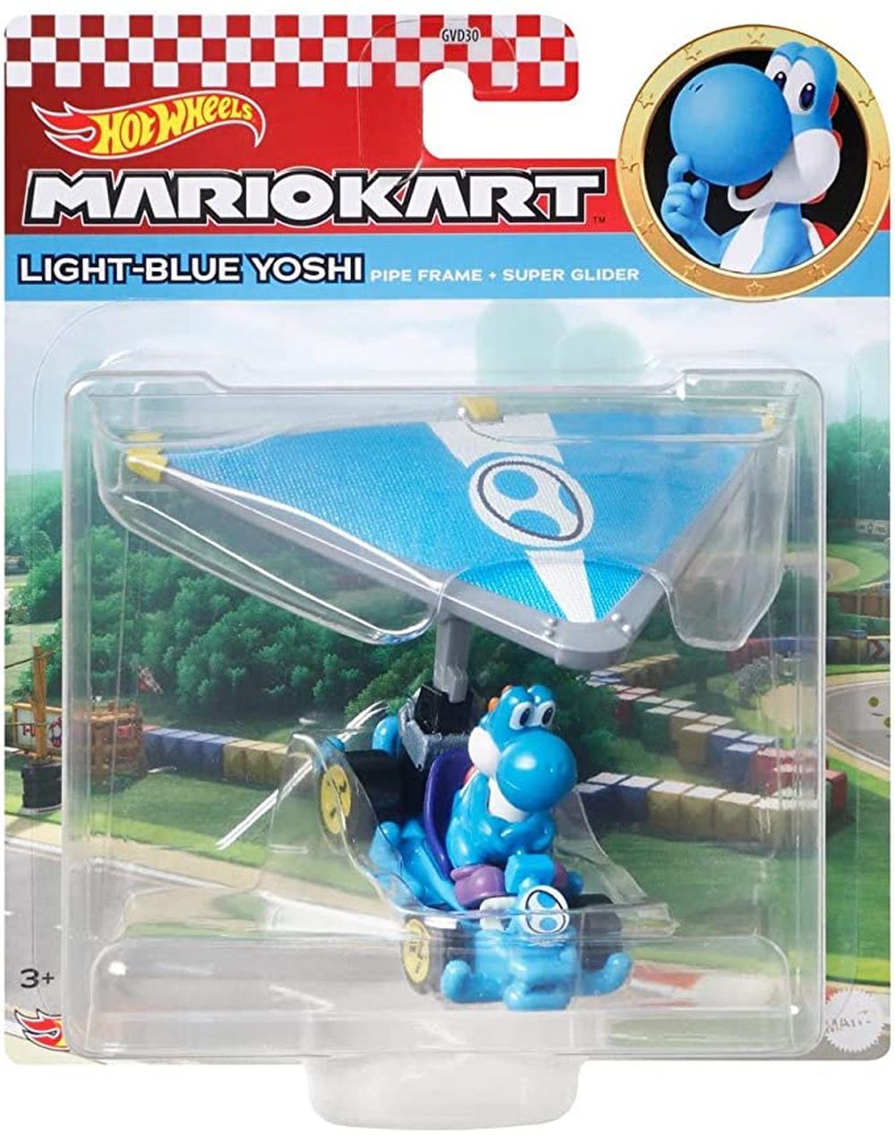 MATTEL Light-blue Yoshi Mariokart Super Glider - DIE CAST