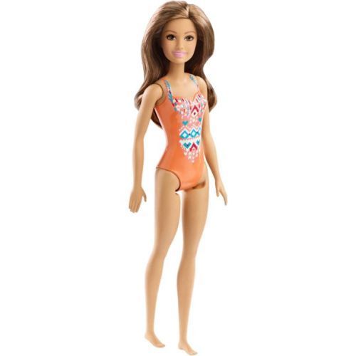 MATTEL Barbie Beach Doll In Orange Swimsuit - BARBIE DOLLS