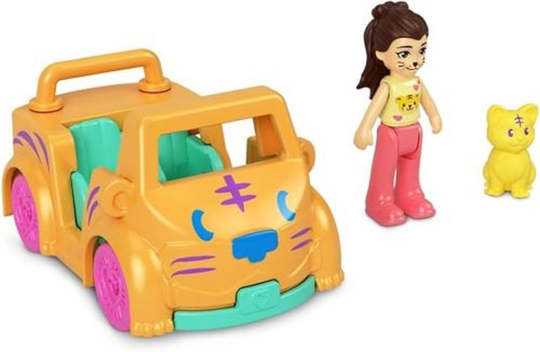 MATTEL Polly With Yellow Cat And Car Polly Pocket Doll And Vehicle - .